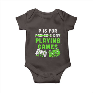 Video Game Controller Irish Gamer Boys St Patricks Day Baby Onesie TS10 Dark Chocolate Print Your Wear