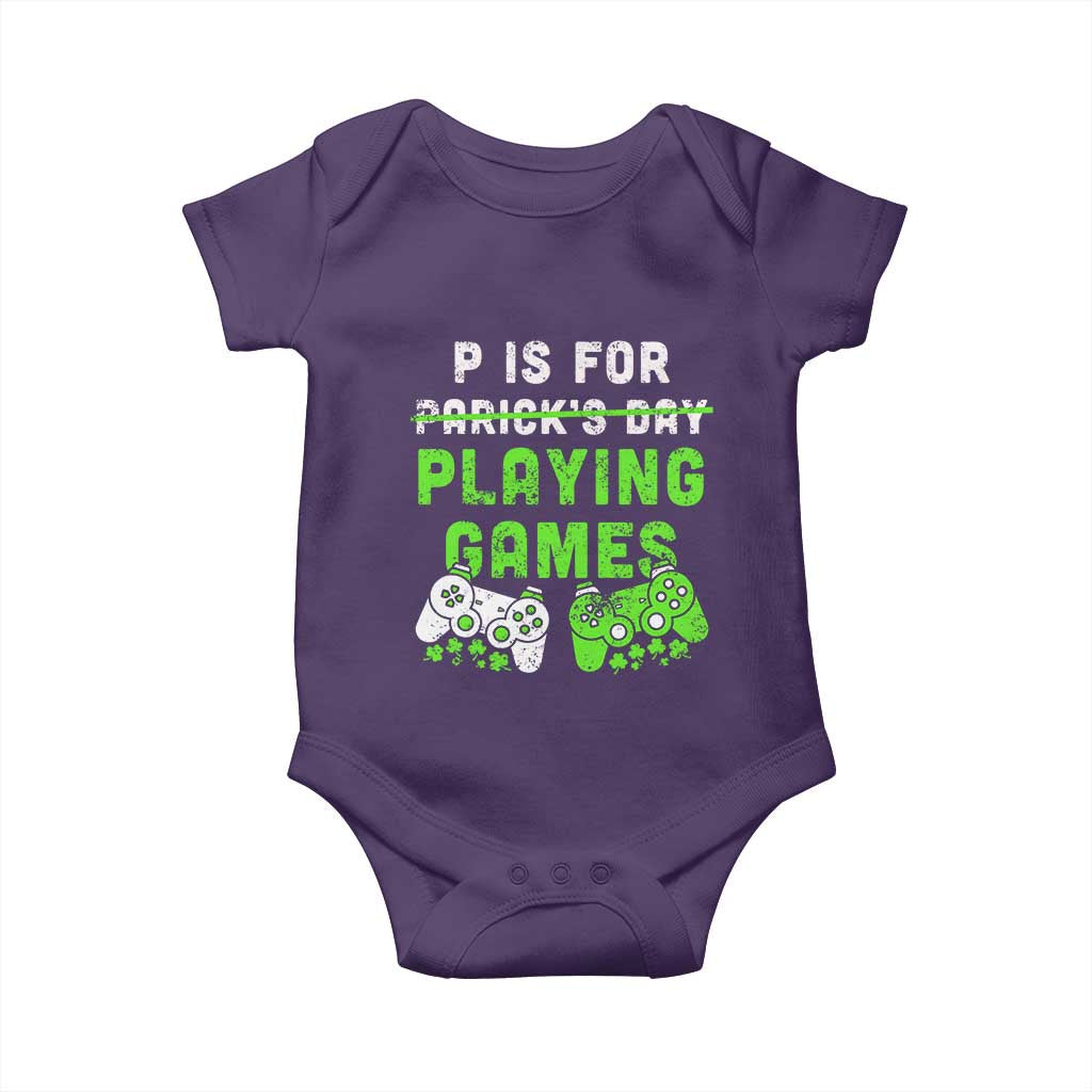 Video Game Controller Irish Gamer Boys St Patricks Day Baby Onesie TS10 Purple Print Your Wear