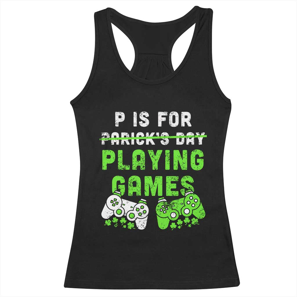 Video Game Controller Irish Gamer Boys St Patricks Day Racerback Tank Top TS10 Black Print Your Wear