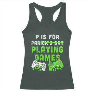 Video Game Controller Irish Gamer Boys St Patricks Day Racerback Tank Top TS10 Dark Forest Green Print Your Wear