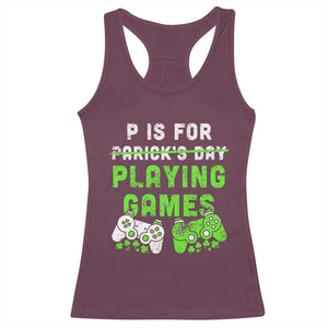 Video Game Controller Irish Gamer Boys St Patricks Day Racerback Tank Top TS10 Maroon Print Your Wear