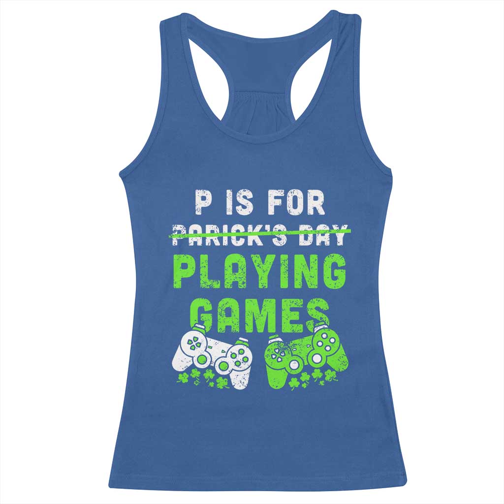 Video Game Controller Irish Gamer Boys St Patricks Day Racerback Tank Top TS10 Royal Blue Print Your Wear