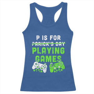 Video Game Controller Irish Gamer Boys St Patricks Day Racerback Tank Top TS10 Royal Blue Print Your Wear