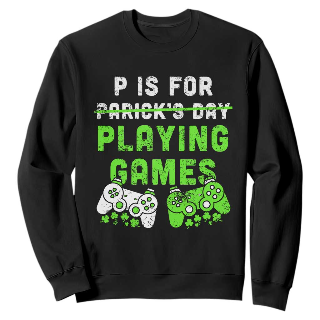 Video Game Controller Irish Gamer Boys St Patricks Day Sweatshirt TS10 Black Print Your Wear