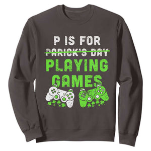Video Game Controller Irish Gamer Boys St Patricks Day Sweatshirt TS10 Dark Chocolate Print Your Wear