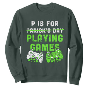 Video Game Controller Irish Gamer Boys St Patricks Day Sweatshirt TS10 Dark Forest Green Print Your Wear