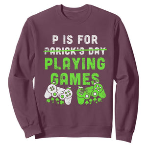 Video Game Controller Irish Gamer Boys St Patricks Day Sweatshirt TS10 Maroon Print Your Wear