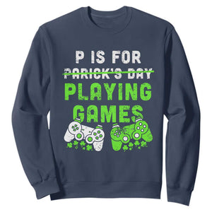 Video Game Controller Irish Gamer Boys St Patricks Day Sweatshirt TS10 Navy Print Your Wear