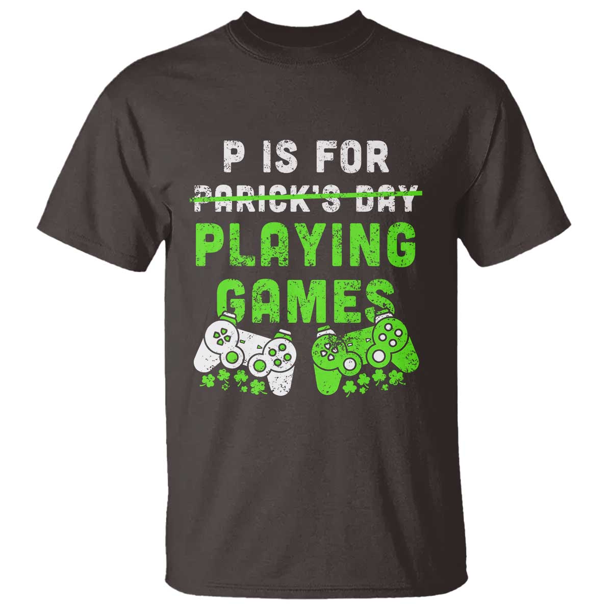 Video Game Controller Irish Gamer Boys St Patricks Day T Shirt TS10 Dark Chocolate Print Your Wear