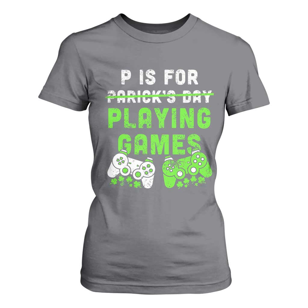 Video Game Controller Irish Gamer Boys St Patricks Day T Shirt For Women TS10 Charcoal Print Your Wear