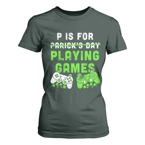 Video Game Controller Irish Gamer Boys St Patricks Day T Shirt For Women TS10 Dark Forest Green Print Your Wear