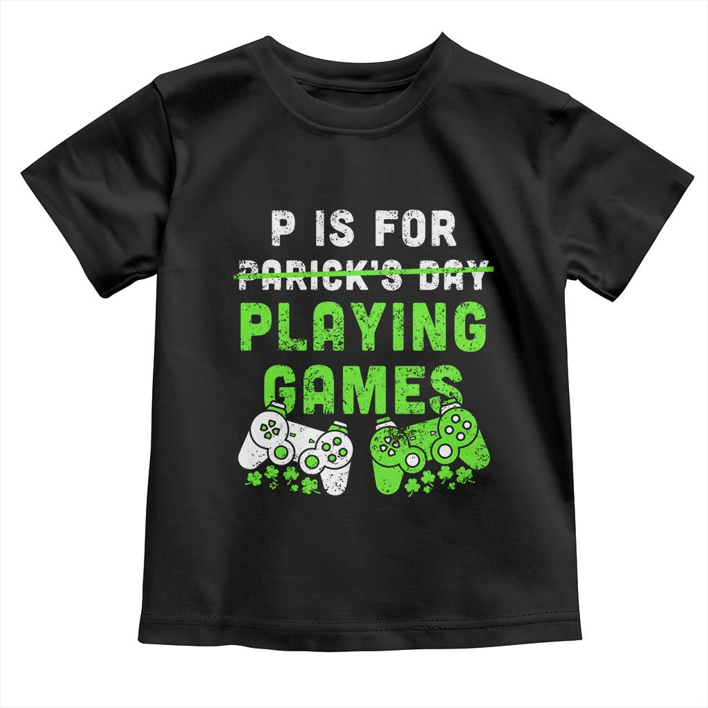 Video Game Controller Irish Gamer Boys St Patricks Day Toddler T Shirt TS10 Black Print Your Wear