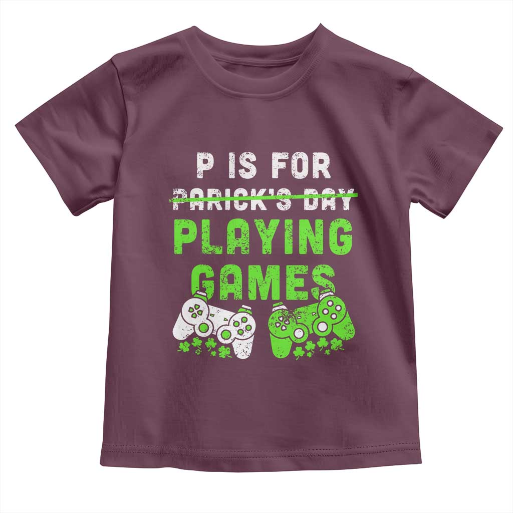 Video Game Controller Irish Gamer Boys St Patricks Day Toddler T Shirt TS10 Maroon Print Your Wear