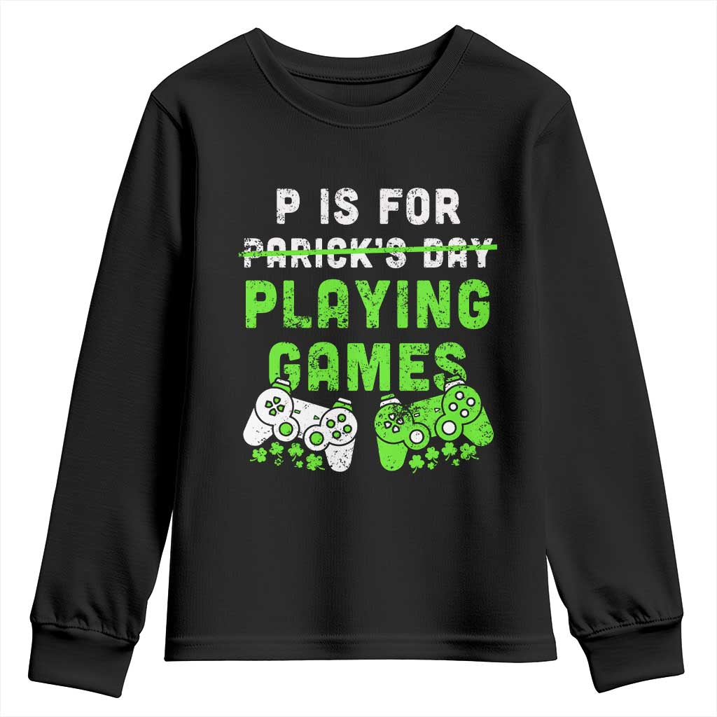 Video Game Controller Irish Gamer Boys St Patricks Day Youth Sweatshirt TS10 Black Print Your Wear
