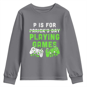 Video Game Controller Irish Gamer Boys St Patricks Day Youth Sweatshirt TS10 Charcoal Print Your Wear