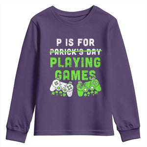 Video Game Controller Irish Gamer Boys St Patricks Day Youth Sweatshirt TS10 Purple Print Your Wear