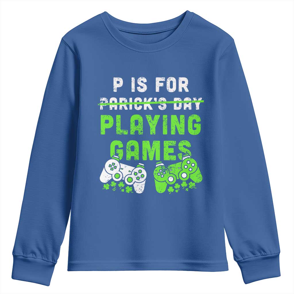 Video Game Controller Irish Gamer Boys St Patricks Day Youth Sweatshirt TS10 Royal Blue Print Your Wear