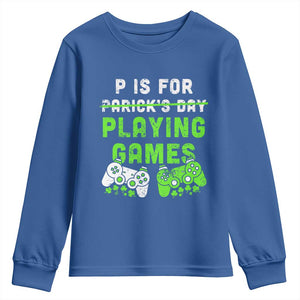 Video Game Controller Irish Gamer Boys St Patricks Day Youth Sweatshirt TS10 Royal Blue Print Your Wear