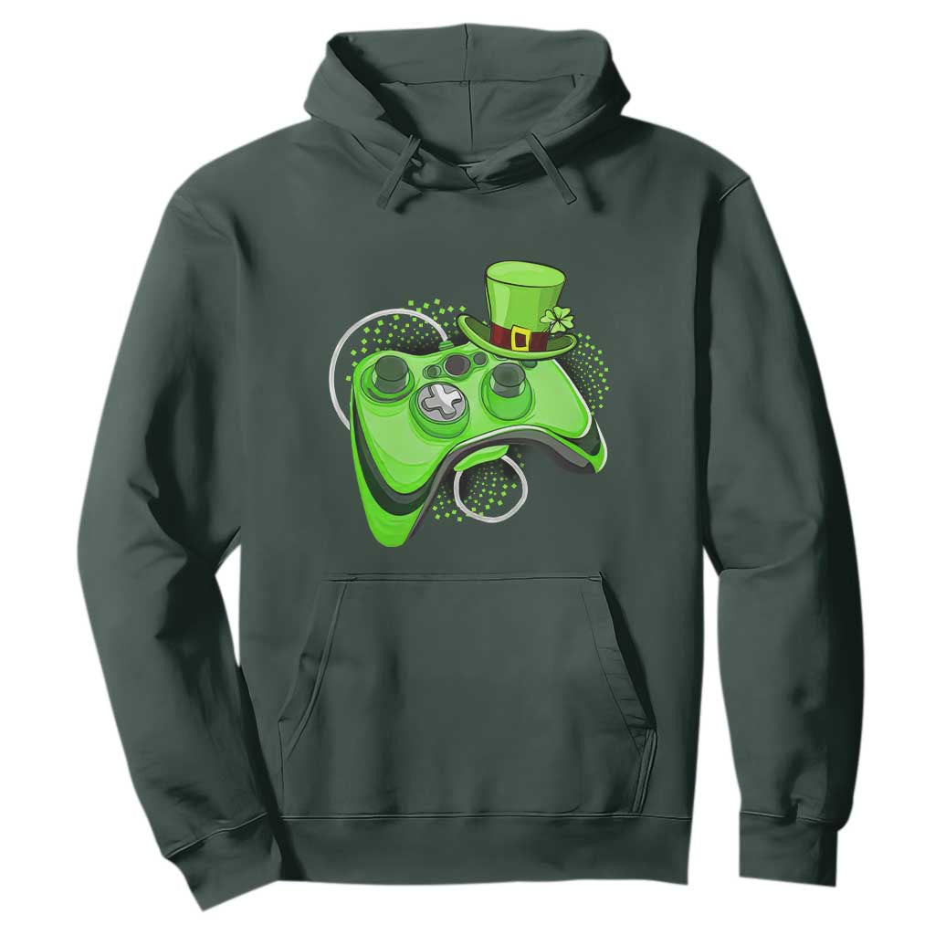 Irish Video Game Controller St Patrick Day Gamer Hoodie TS10 Dark Forest Green Print Your Wear