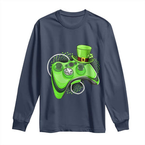 Irish Video Game Controller St Patrick Day Gamer Long Sleeve Shirt TS10 Navy Print Your Wear