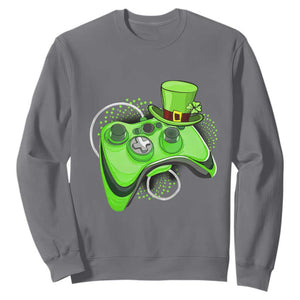 Irish Video Game Controller St Patrick Day Gamer Sweatshirt TS10 Charcoal Print Your Wear
