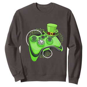 Irish Video Game Controller St Patrick Day Gamer Sweatshirt TS10 Dark Chocolate Print Your Wear