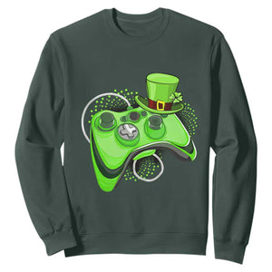 Irish Video Game Controller St Patrick Day Gamer Sweatshirt TS10 Dark Forest Green Print Your Wear