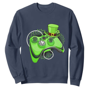 Irish Video Game Controller St Patrick Day Gamer Sweatshirt TS10 Navy Print Your Wear
