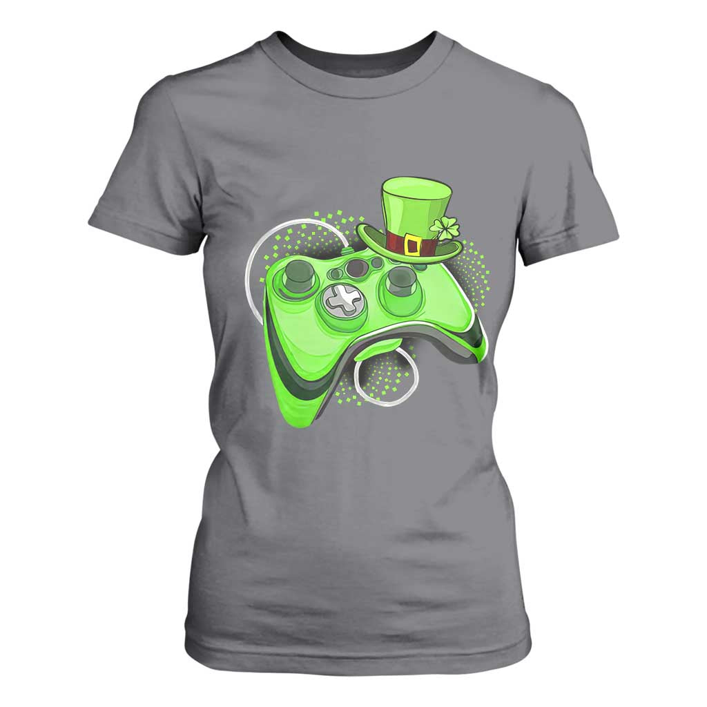 Irish Video Game Controller St Patrick Day Gamer T Shirt For Women TS10 Charcoal Print Your Wear