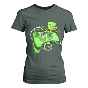 Irish Video Game Controller St Patrick Day Gamer T Shirt For Women TS10 Dark Forest Green Print Your Wear