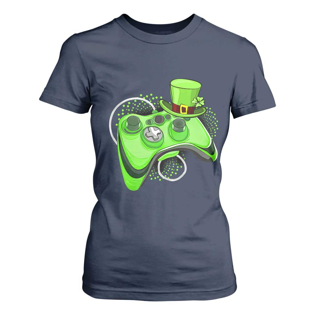 Irish Video Game Controller St Patrick Day Gamer T Shirt For Women TS10 Navy Print Your Wear