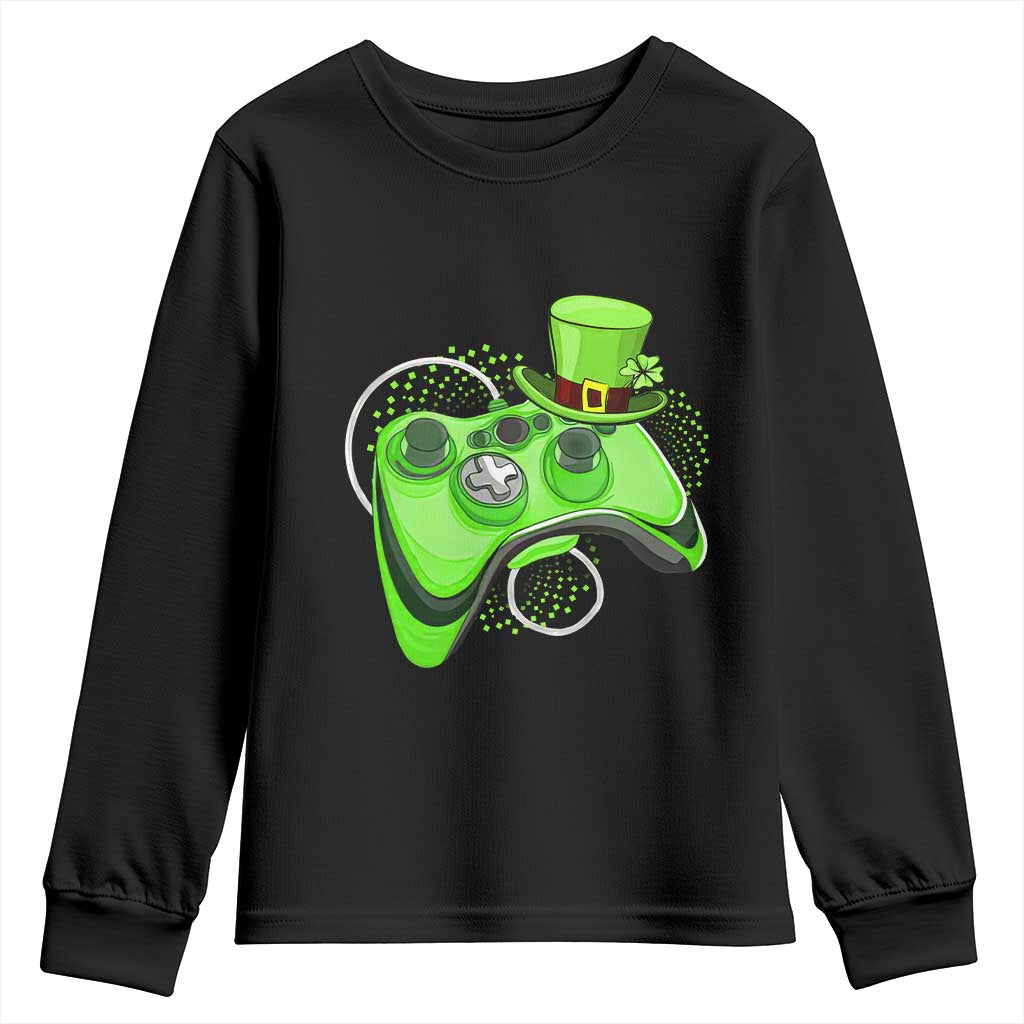 Irish Video Game Controller St Patrick Day Gamer Youth Sweatshirt TS10 Black Print Your Wear