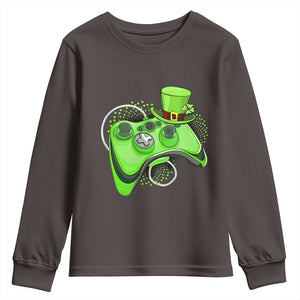 Irish Video Game Controller St Patrick Day Gamer Youth Sweatshirt TS10 Dark Chocolate Print Your Wear