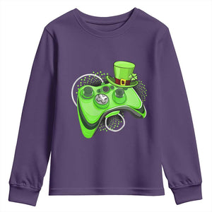 Irish Video Game Controller St Patrick Day Gamer Youth Sweatshirt TS10 Purple Print Your Wear