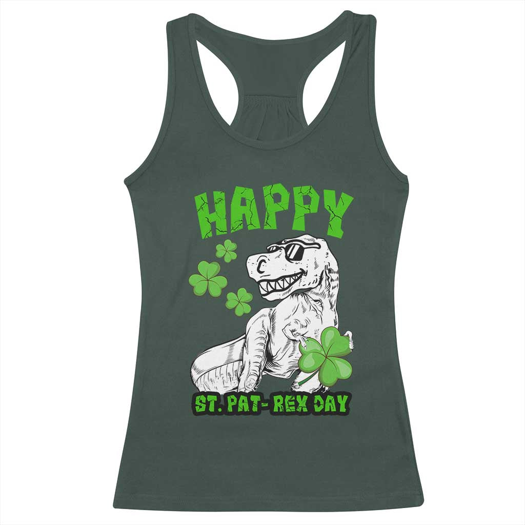 Dinosaur St Patricks Day Racerback Tank Top Irish Boy School Toddler TS10 Dark Forest Green Print Your Wear