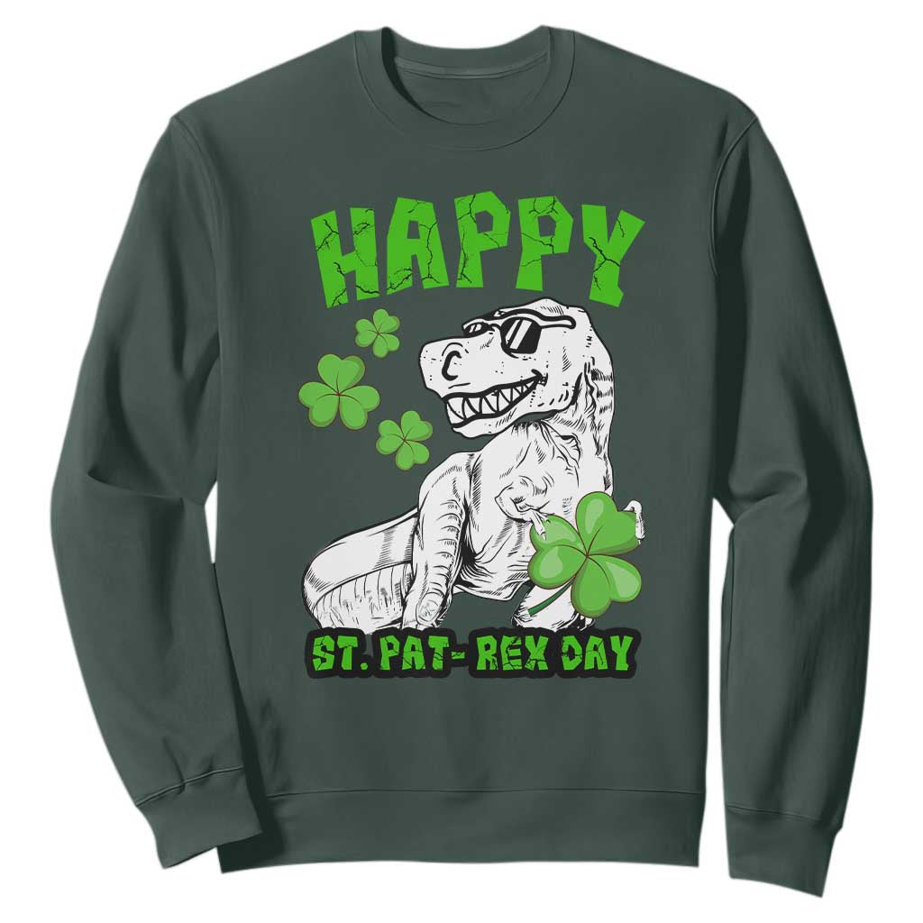 Dinosaur St Patricks Day Sweatshirt Irish Boy School Toddler TS10 Dark Forest Green Print Your Wear