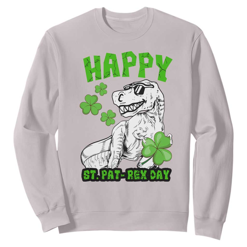 Dinosaur St Patricks Day Sweatshirt Irish Boy School Toddler TS10 Ice Gray Print Your Wear