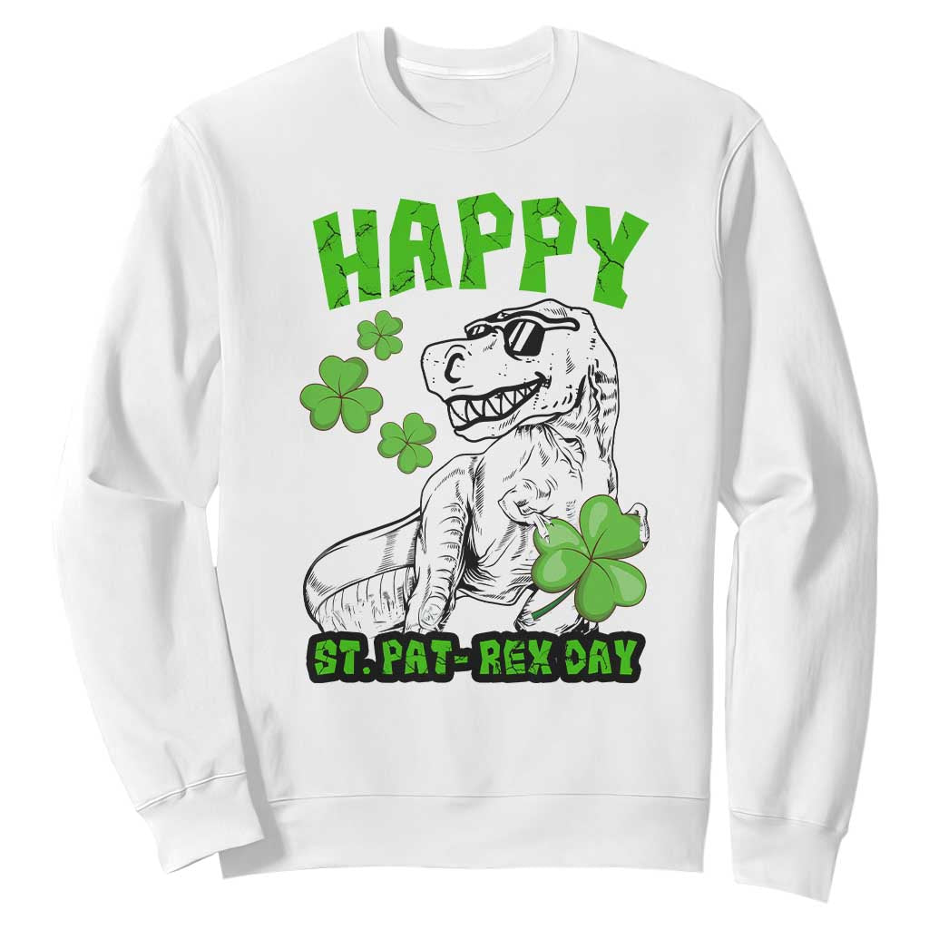 Dinosaur St Patricks Day Sweatshirt Irish Boy School Toddler TS10 White Print Your Wear