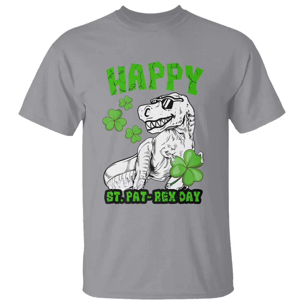 Dinosaur St Patricks Day T Shirt Irish Boy School Toddler TS10 Sport Gray Print Your Wear