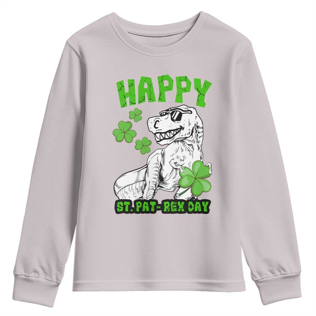 Dinosaur St Patricks Day Youth Sweatshirt Irish Boy School Toddler TS10 Ice Gray Print Your Wear