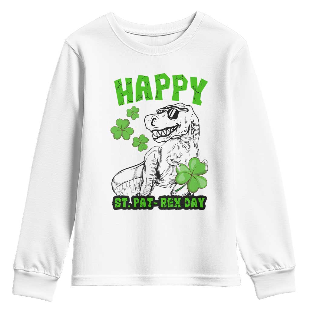 Dinosaur St Patricks Day Youth Sweatshirt Irish Boy School Toddler TS10 White Print Your Wear