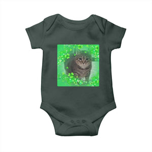 Funny Cat Meme St Patricks Day Baby Onesie Lucky Shamrock Goofy Ahh Cat TS10 Print Your Wear