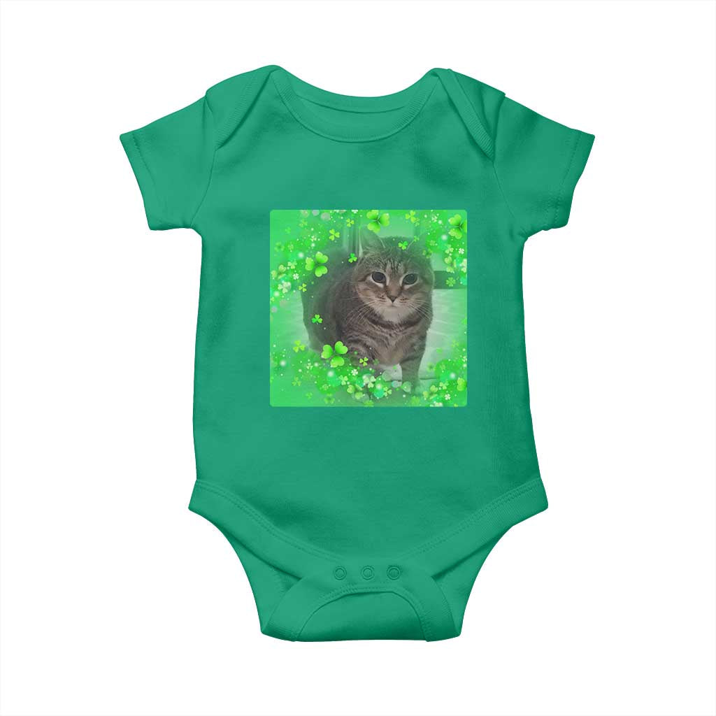 Funny Cat Meme St Patricks Day Baby Onesie Lucky Shamrock Goofy Ahh Cat TS10 Irish Green Print Your Wear
