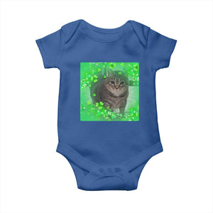 Funny Cat Meme St Patricks Day Baby Onesie Lucky Shamrock Goofy Ahh Cat TS10 Royal Blue Print Your Wear