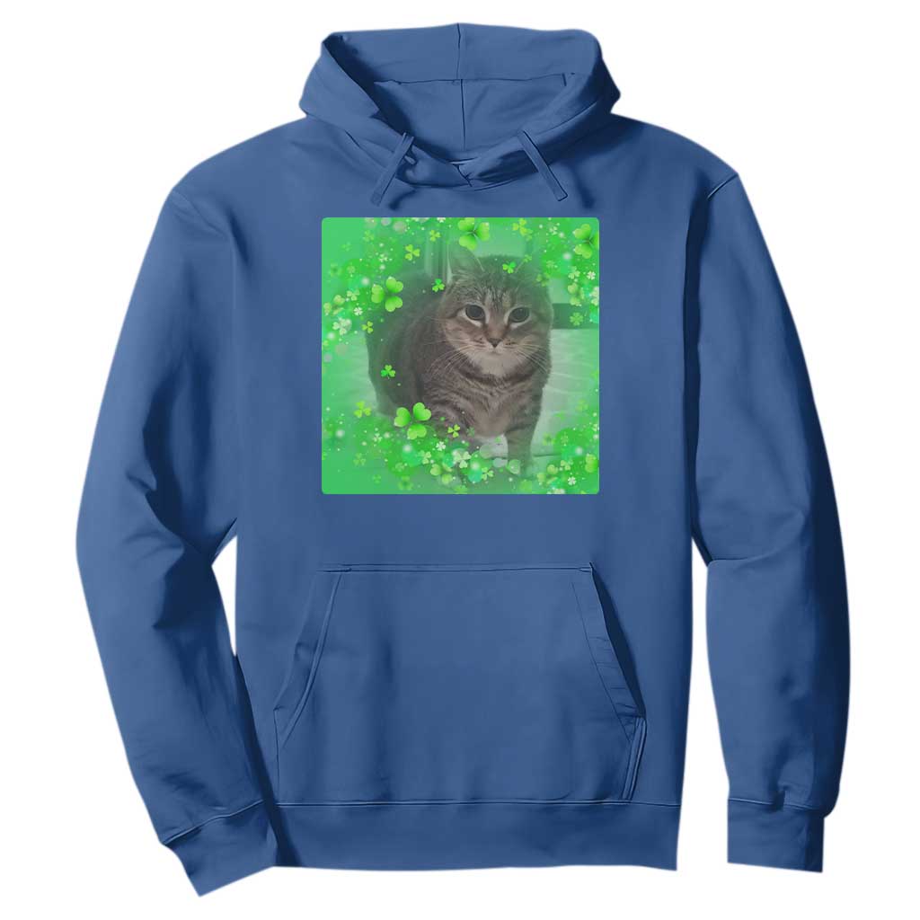 Funny Cat Meme St Patricks Day Hoodie Lucky Shamrock Goofy Ahh Cat TS10 Royal Blue Print Your Wear