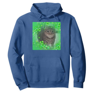 Funny Cat Meme St Patricks Day Hoodie Lucky Shamrock Goofy Ahh Cat TS10 Royal Blue Print Your Wear