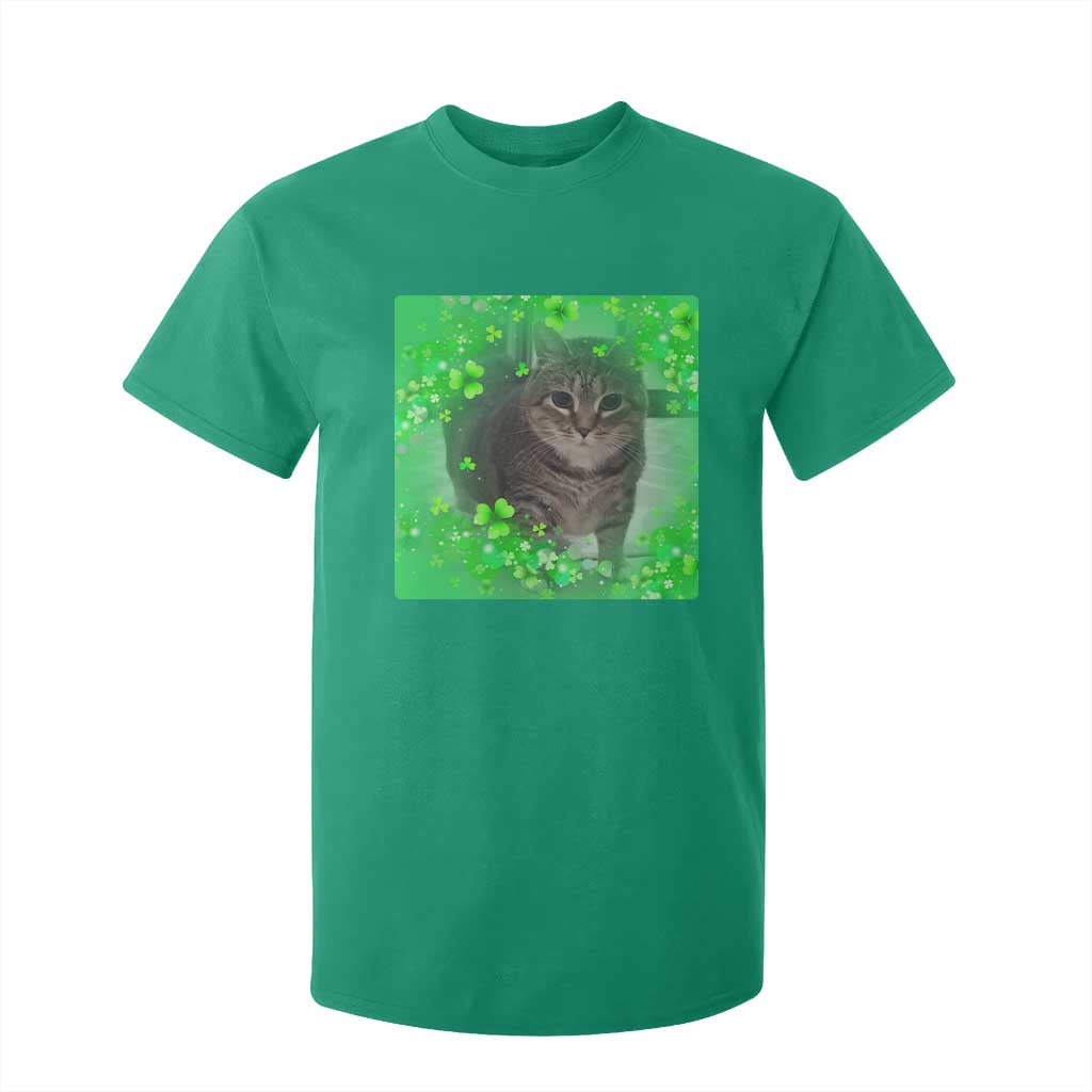 Funny Cat Meme St Patricks Day T Shirt For Kid Lucky Shamrock Goofy Ahh Cat TS10 Irish Green Print Your Wear