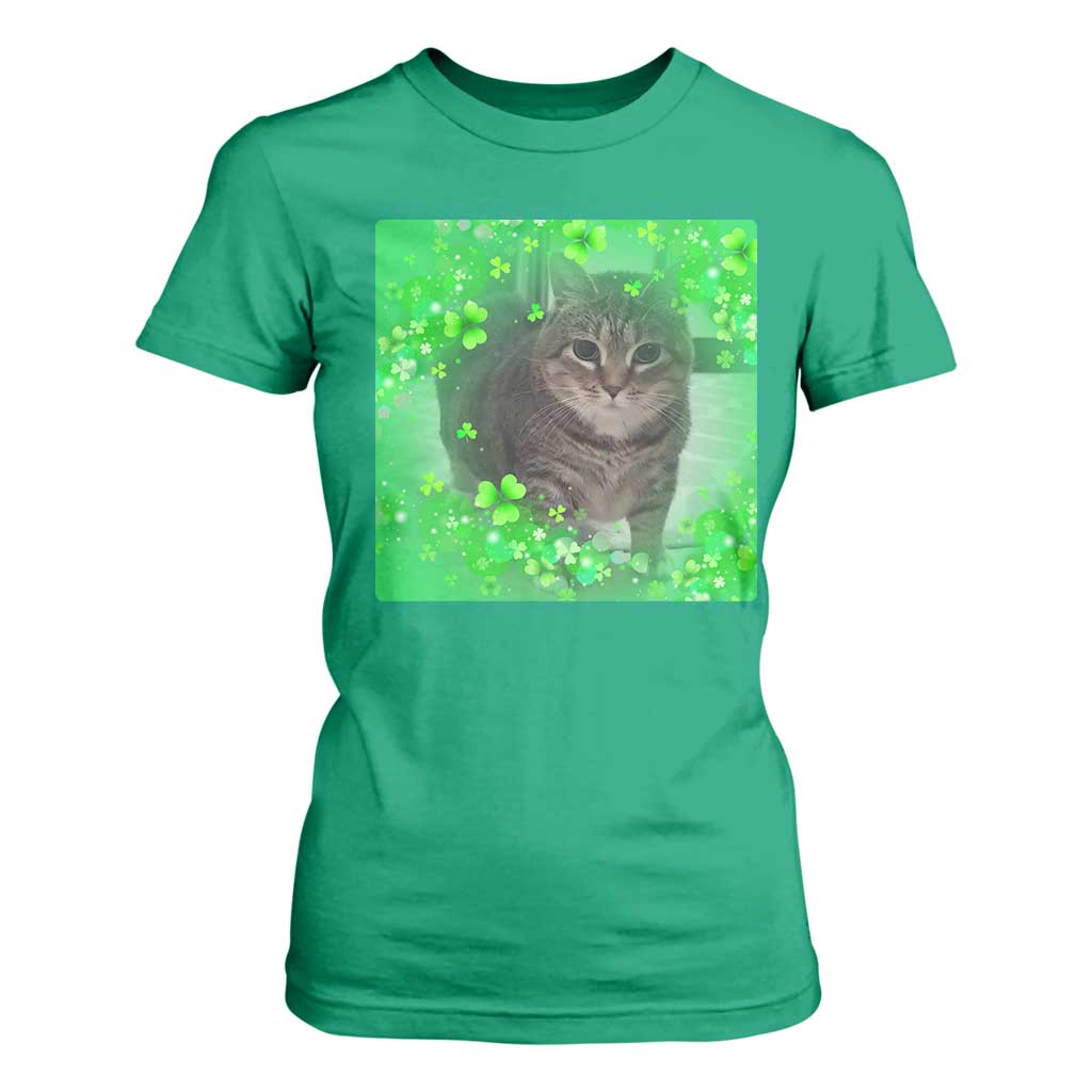 Funny Cat Meme St Patricks Day T Shirt For Women Lucky Shamrock Goofy Ahh Cat TS10 Irish Green Print Your Wear