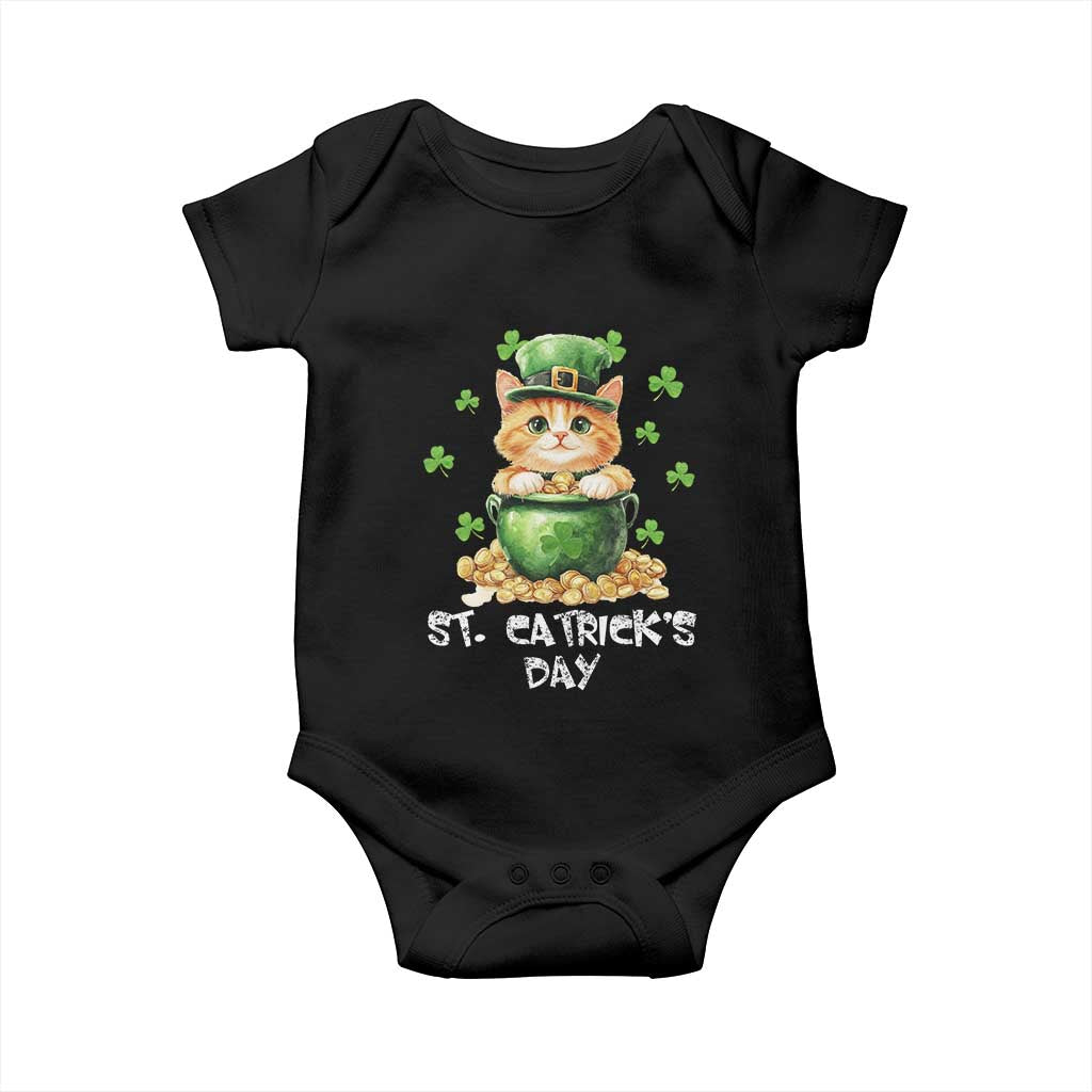 St. Patrick's Day Irish Cat Baby Onesie Kitty Saint Pattys Lucky Shamrocks TS10 Black Print Your Wear