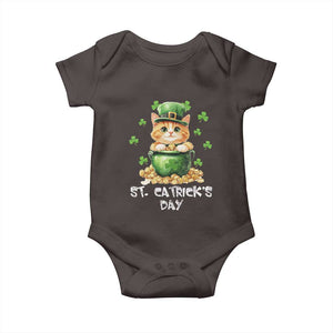 St. Patrick's Day Irish Cat Baby Onesie Kitty Saint Pattys Lucky Shamrocks TS10 Dark Chocolate Print Your Wear